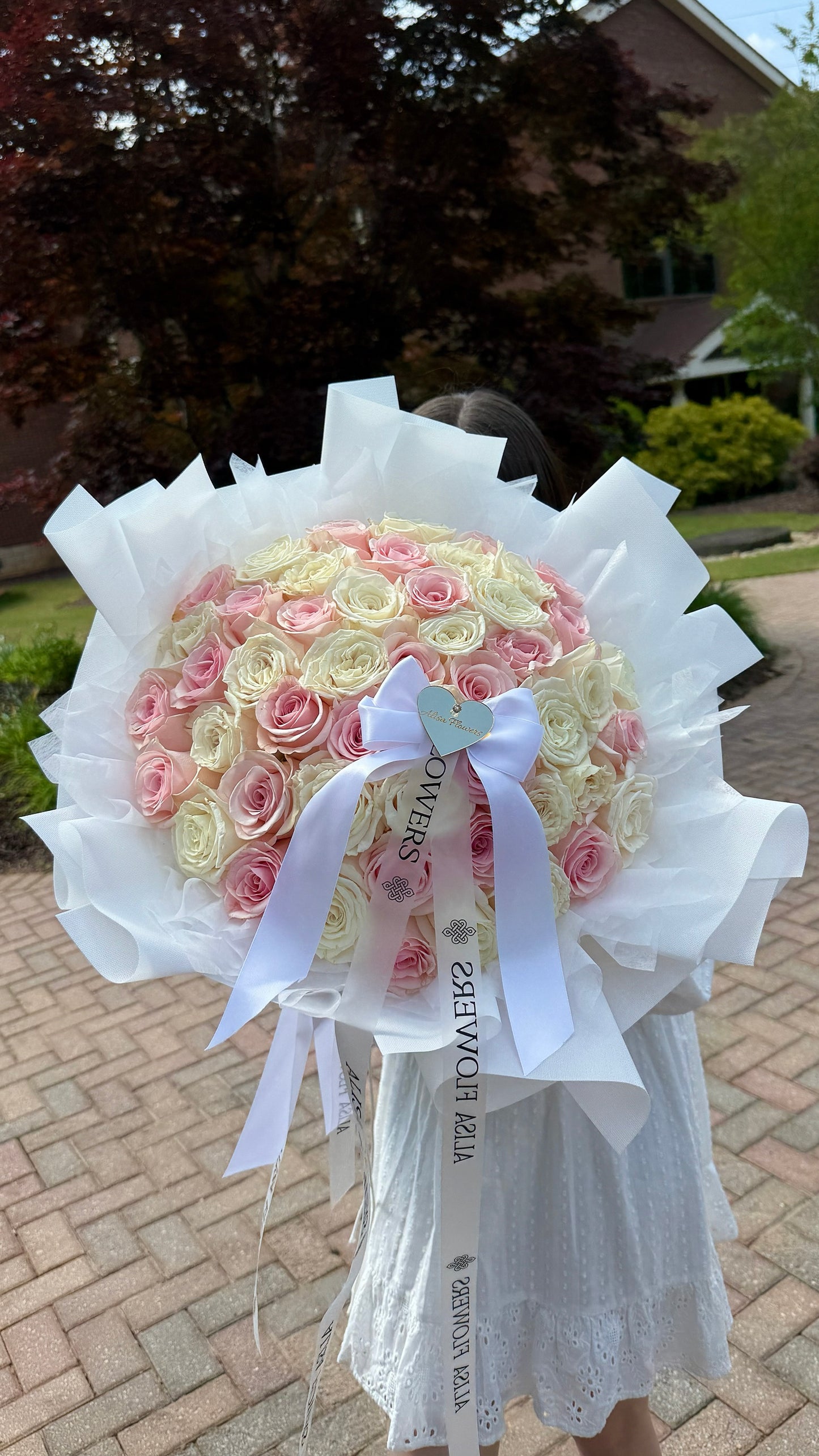 Luxury Pink & White Rose Bouquet