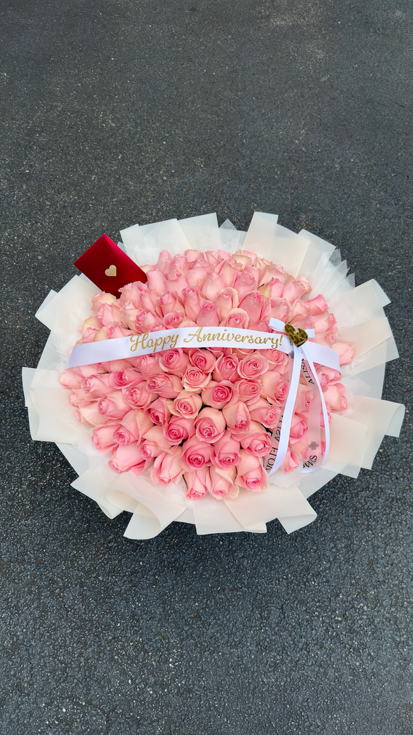 Pink Roses Anniversary Bouquet